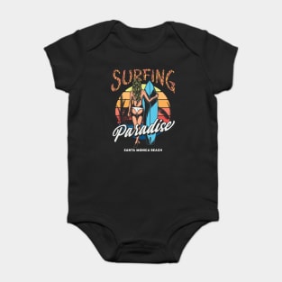 Surfing Paradise Santa Monica Beach Baby Bodysuit